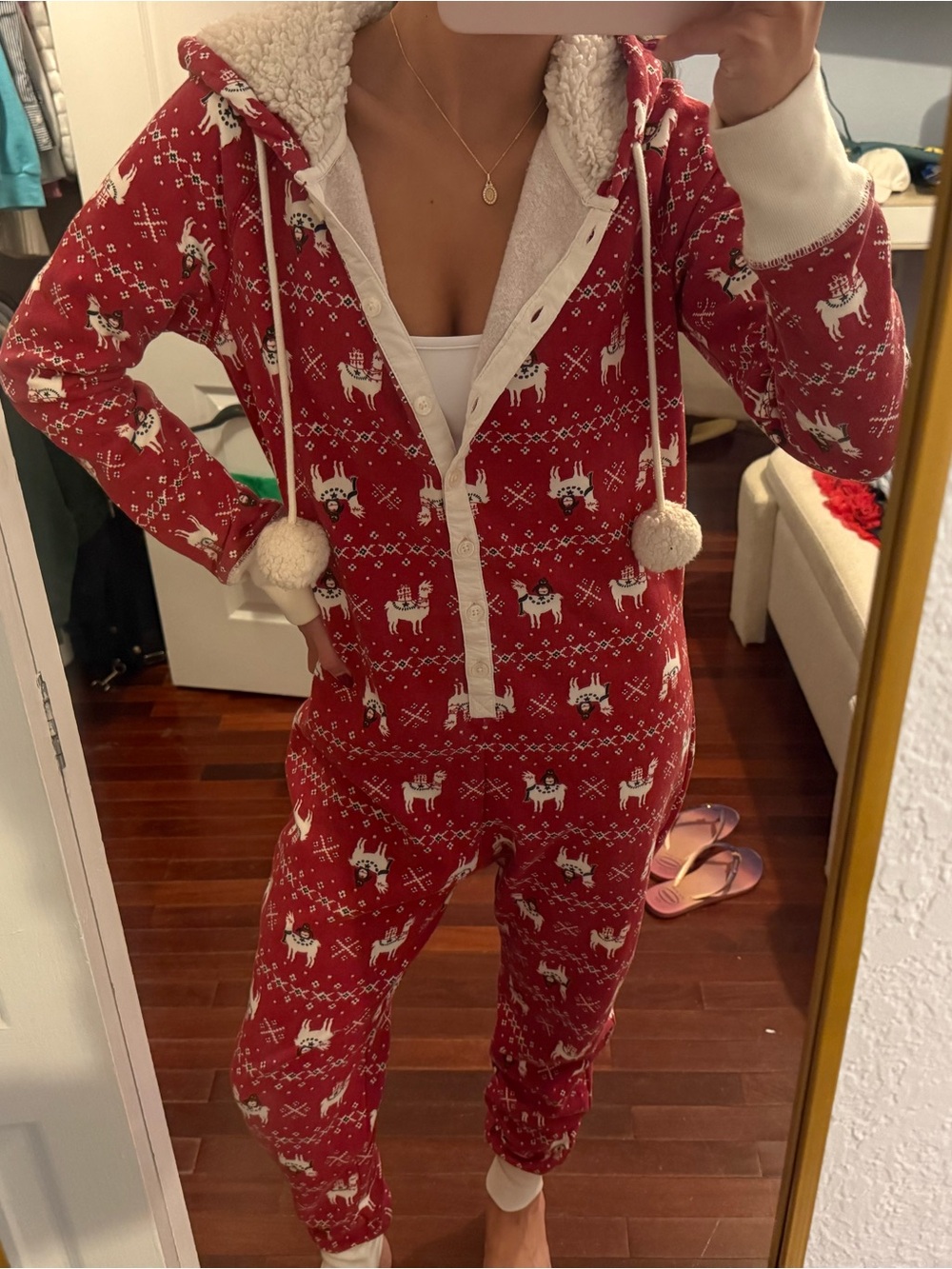 Abercrombie & Fitch Red Reindeer Sherpa-Lined Kids Pajama Onesie